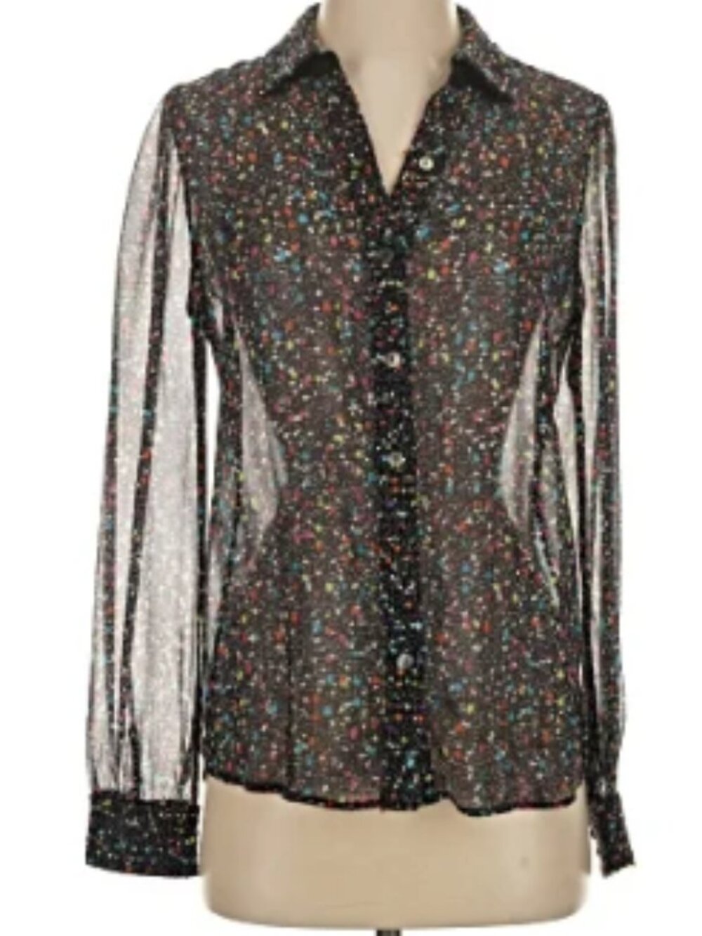 Kut from the Kloth Size S 3/4 Sleeve Blouse, size L, Black with white poka dots